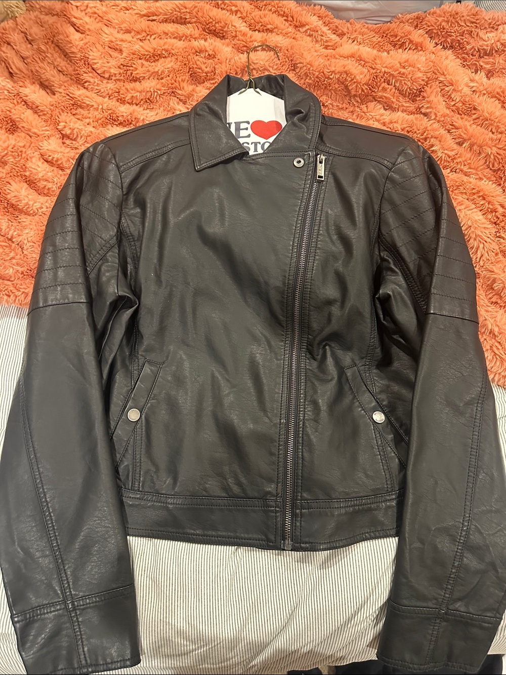 Hollister Black Faux Leather Moto Jacket